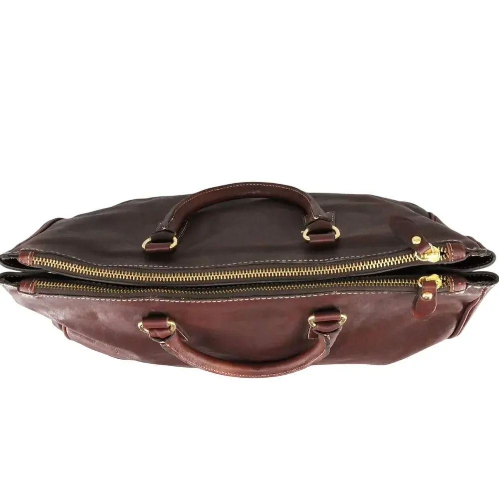 My Choice Leather Briefcase Womens Burgundy Bag Handbag Zip Lined Magnetic Italy